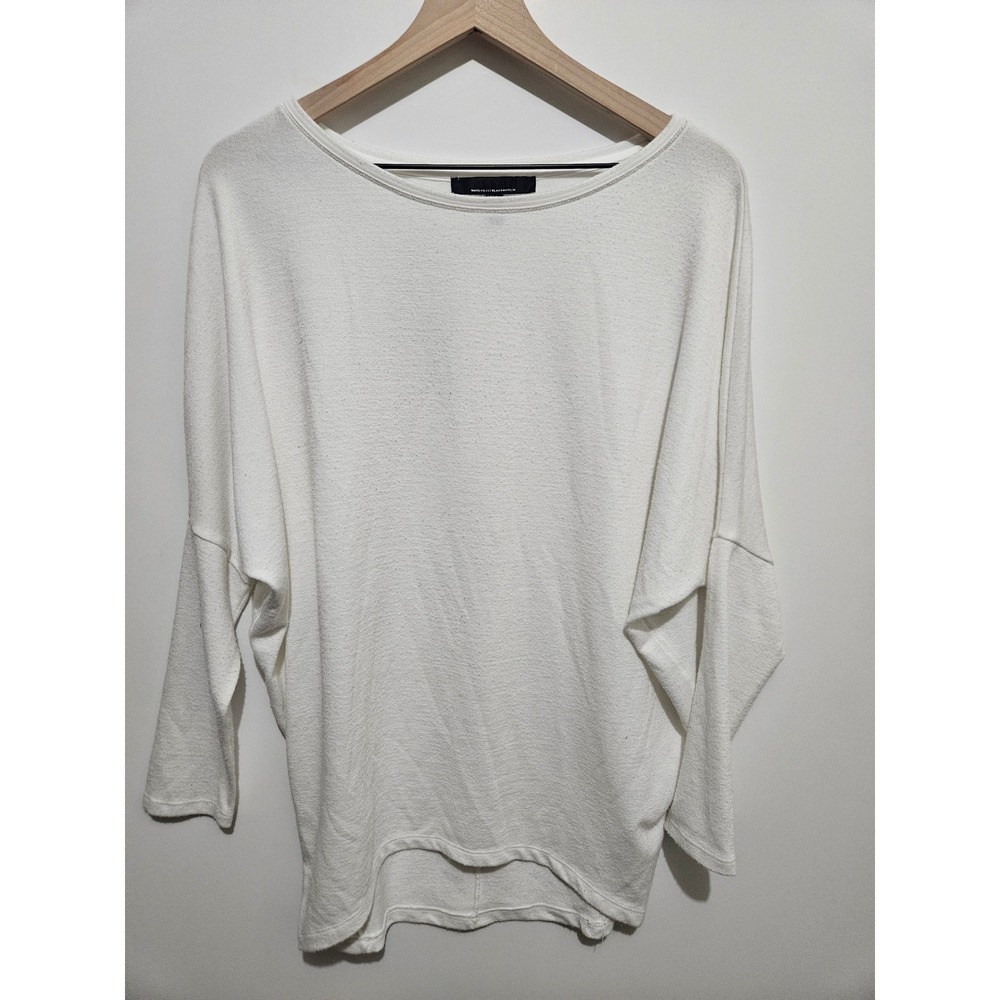 White House Black Market WHBM White Dolman Long Sleeve Boat Neck Knit Top Small